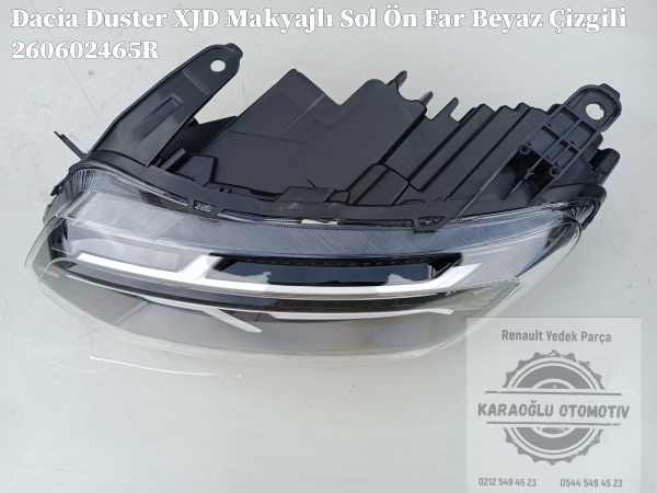 Dacia Duster XJD Makyajlı Sol Ön Far Beyaz Çizgili 260602465R 260602515R - Görsel 3