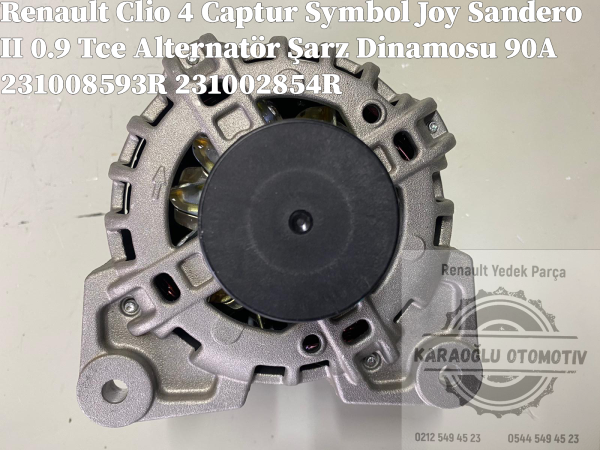 Renault Clio 4 Captur Symbol Joy Sandero II 0.9 Tce Alternatör Şarz Dinamosu 90A 231008593R 231002854R - Görsel 2