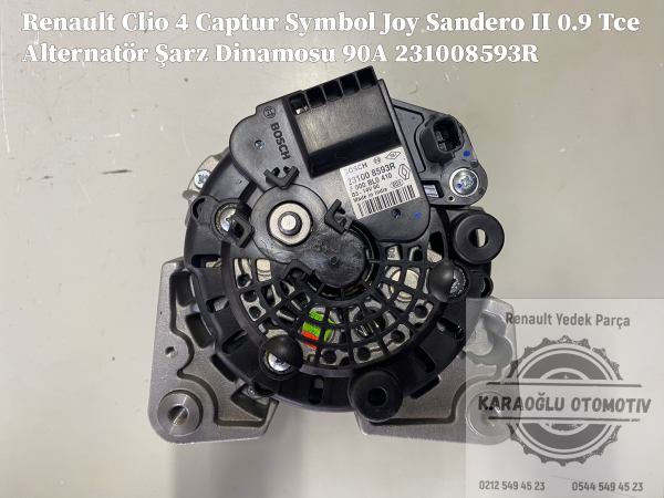 Renault Clio 4 Captur Symbol Joy Sandero II 0.9 Tce Alternatör Şarz Dinamosu 90A 231008593R 231002854R