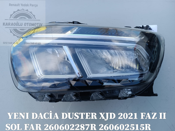 YENI DACİA DUSTER XJD 2021 FAZ II SOL FAR 260602287R 260602515R