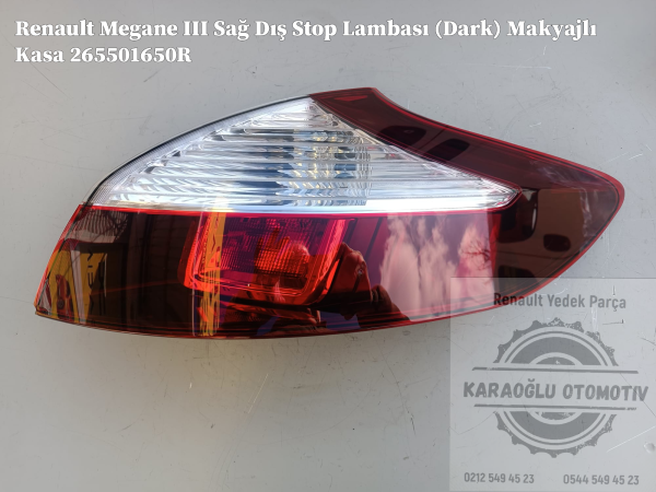 Renault Megane III Sağ Dış Stop Lambası (Dark) Makyajlı Kasa 265501650R