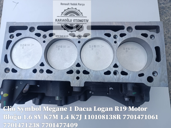 110108138R 7701471061 7701471238 7701477409 Clio Symbol Megane1 Dacıa Logan R19 Motor Bloğu 1.6 8V K7M 1.4 K7J - Görsel 2
