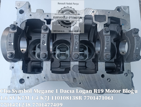 110108138R 7701471061 7701471238 7701477409 Clio Symbol Megane1 Dacıa Logan R19 Motor Bloğu 1.6 8V K7M 1.4 K7J - Görsel 4
