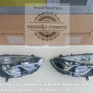 Renault Clio 4 Sağ Sol Ön Far Krom Nıkelajlı 2016 Makyajlı Kasa 260600373R 260103317R