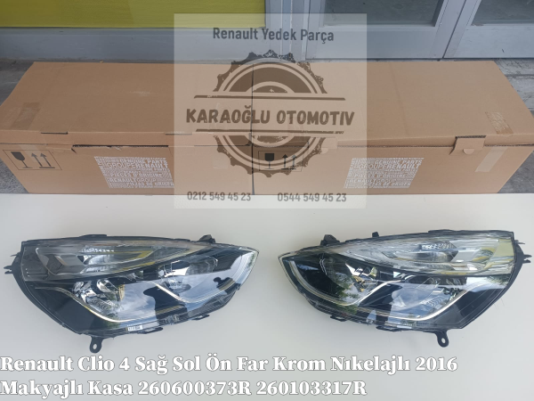 Renault Clio 4 Sağ Sol Ön Far Krom Nıkelajlı 2016 Makyajlı Kasa 260600373R 260103317R