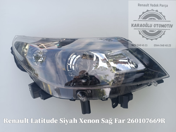 Renault Latitude İçi Siyah Sağ Xenon Far 260107669R 260105696R