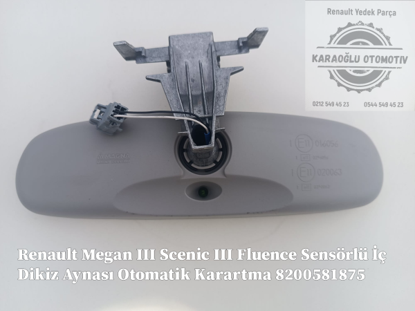 Renault Megan III Scenic III Fluence Sensörlü İç Dikiz Aynası Otomatik Karartma 8200581875