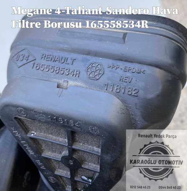 Renault Megane 4 Taliant Dacia Sandero Hava Filtre Borusu 165558534R