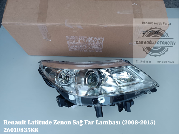 Renault Latitude Zenon Sağ Far Lambası (2008-2015) 260108358R