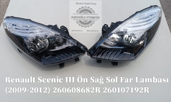Renault Scenic III Ön Sağ Sol Far Lambası (2009-2012) 260608682R 260107192R