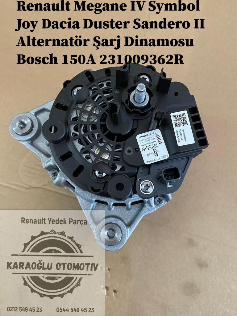 Renault Megane 4 Symbol Joy Dacia Duster Sandero 2 Alternatör Şarj Dinamosu Bosch 150A 231009362R